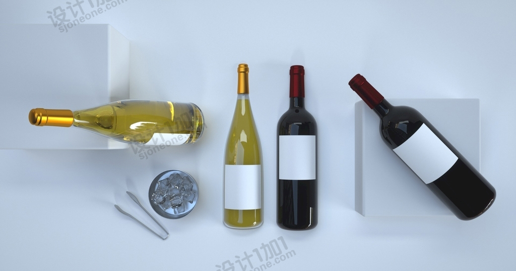 8款葡萄酒和化妆品洗护品外包装外瓶C4D模型
