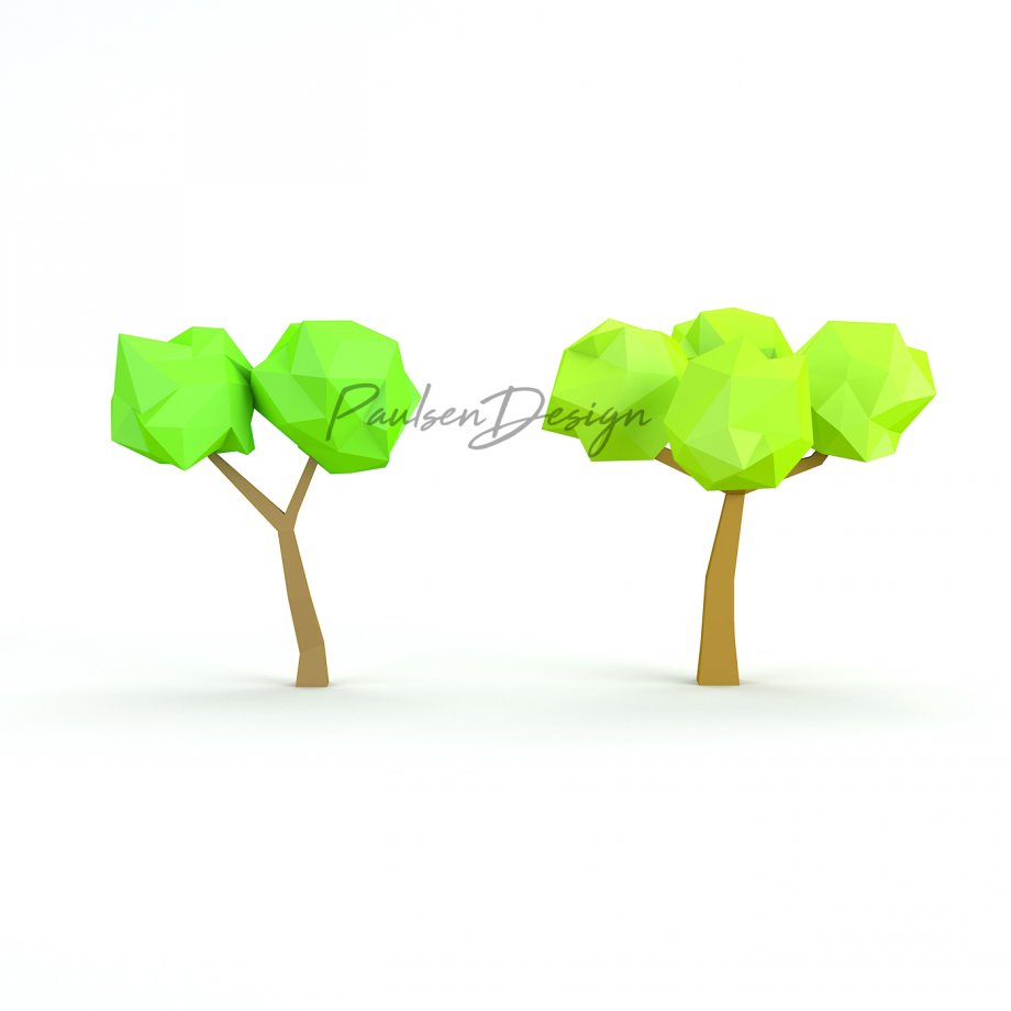 low poly卡通树 绿色树3D模型